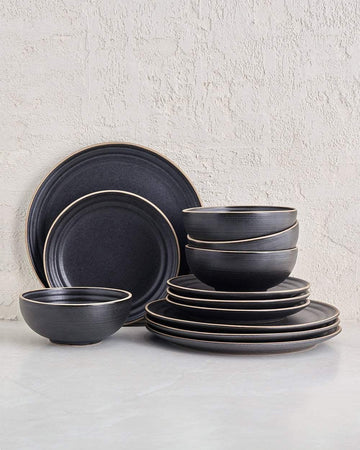 Anaya Charcoal Starter Dinnerware Set (12 Piece)