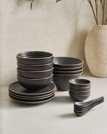 Anaya Charcoal Noodle Lovers' Dinnerware Set (16 Piece)