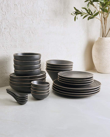 Anaya Charcoal Complete Dinnerware Set (28 Piece)